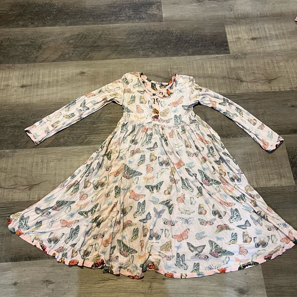 Posh Peanut pink butterfly Henley twirl dress with buttons size 8Y - Picture 10 of 16